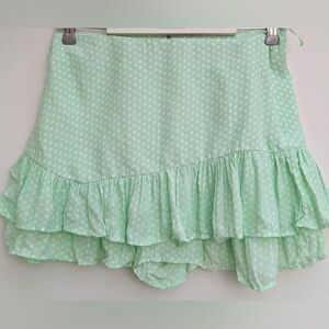 Zara Green and White Polka Dot Skort